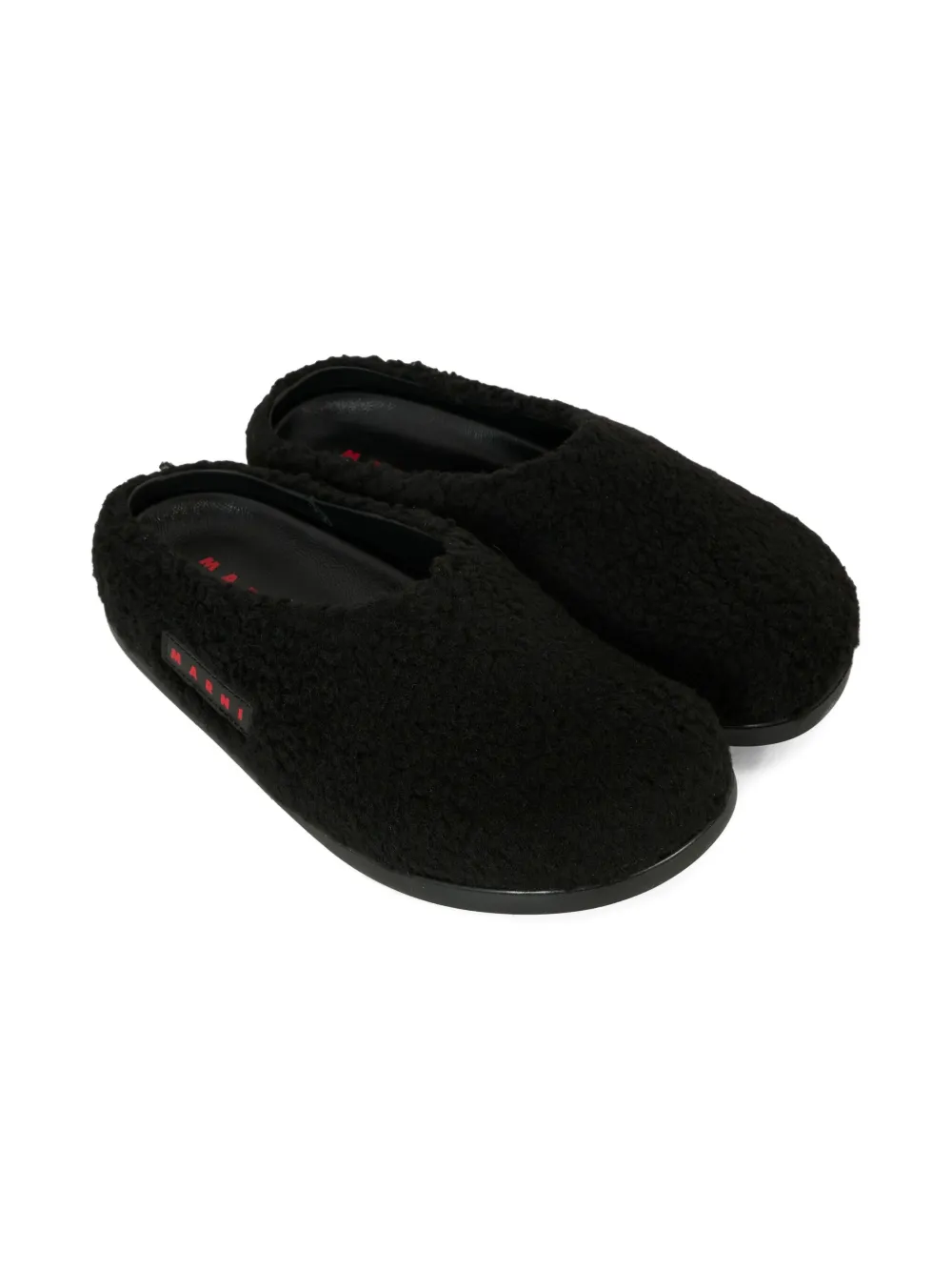 Marni Kids logo-patch mules Black