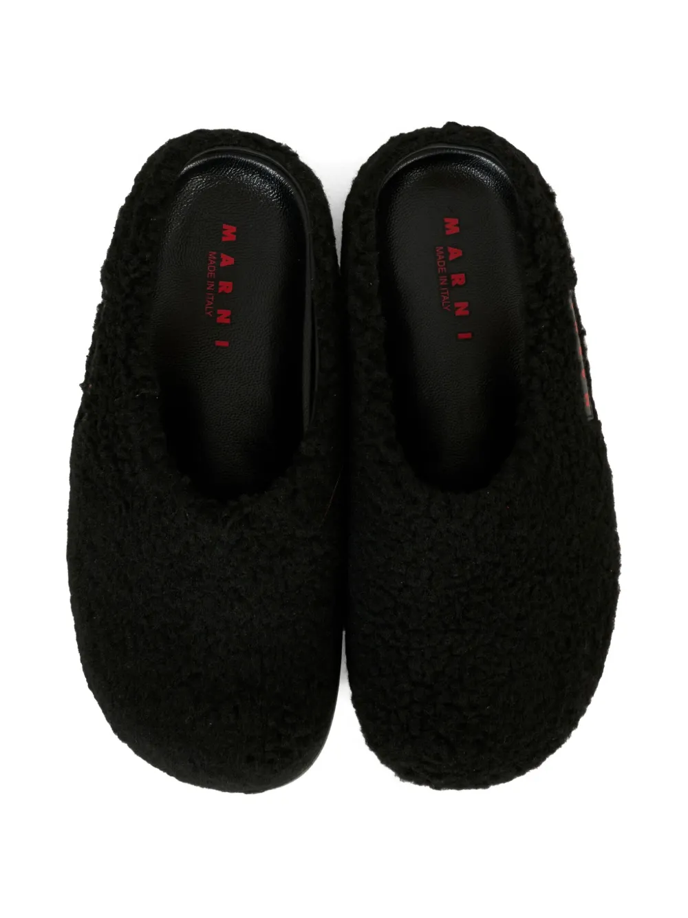Marni Kids logo-patch mules Black