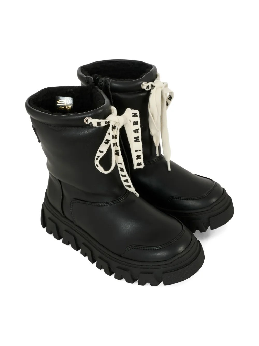 Marni Kids lace-up detail lug-sole boots Black