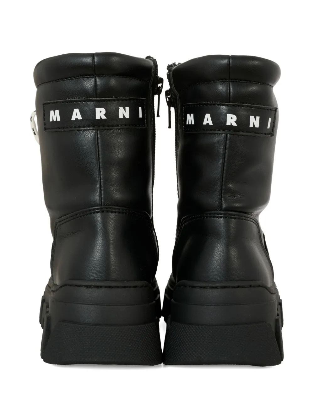 Marni Kids lace-up detail lug-sole boots Black