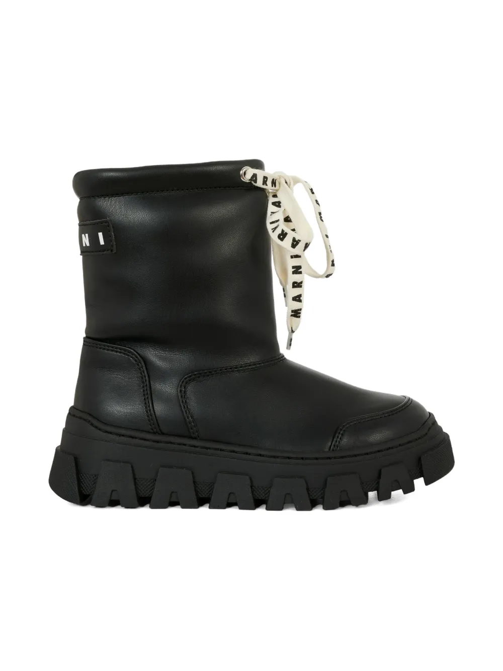 Marni Kids lace-up detail lug-sole boots Black