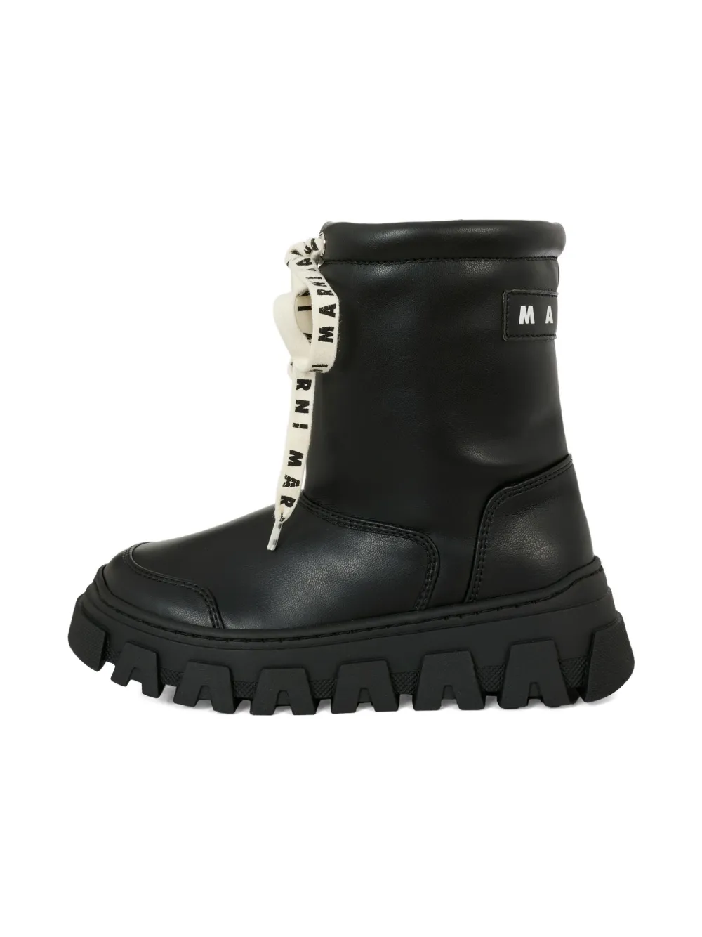 Marni Kids lace-up detail lug-sole boots Black