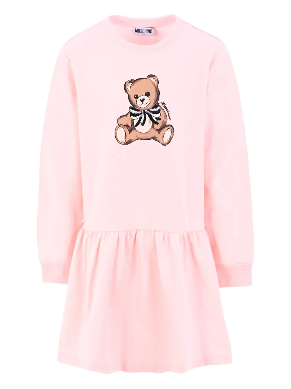 Moschino Kids teddy-print flared dress Roze