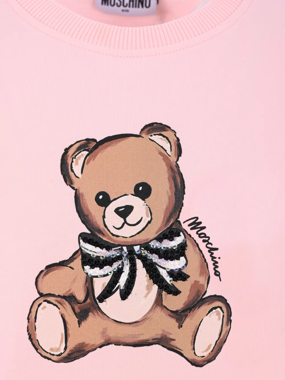 Moschino Kids teddy-print flared dress Roze