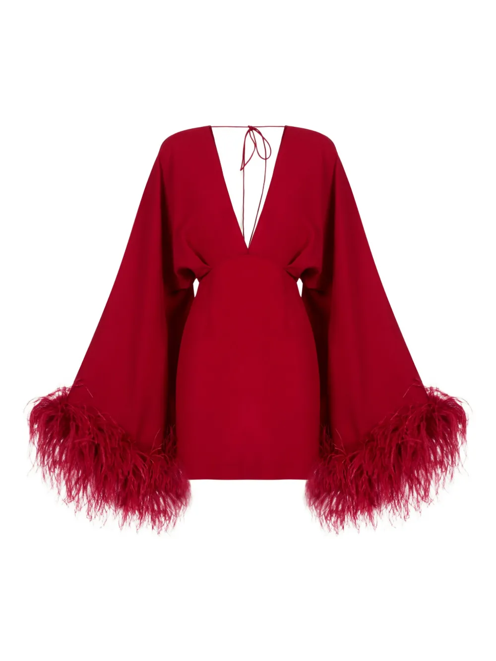 Taller Marmo Magnifique feather-trimmed mini dress | Red | Image 1