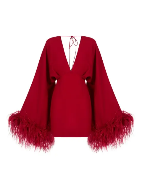 Taller Marmo Magnifique feather-trimmed mini dress