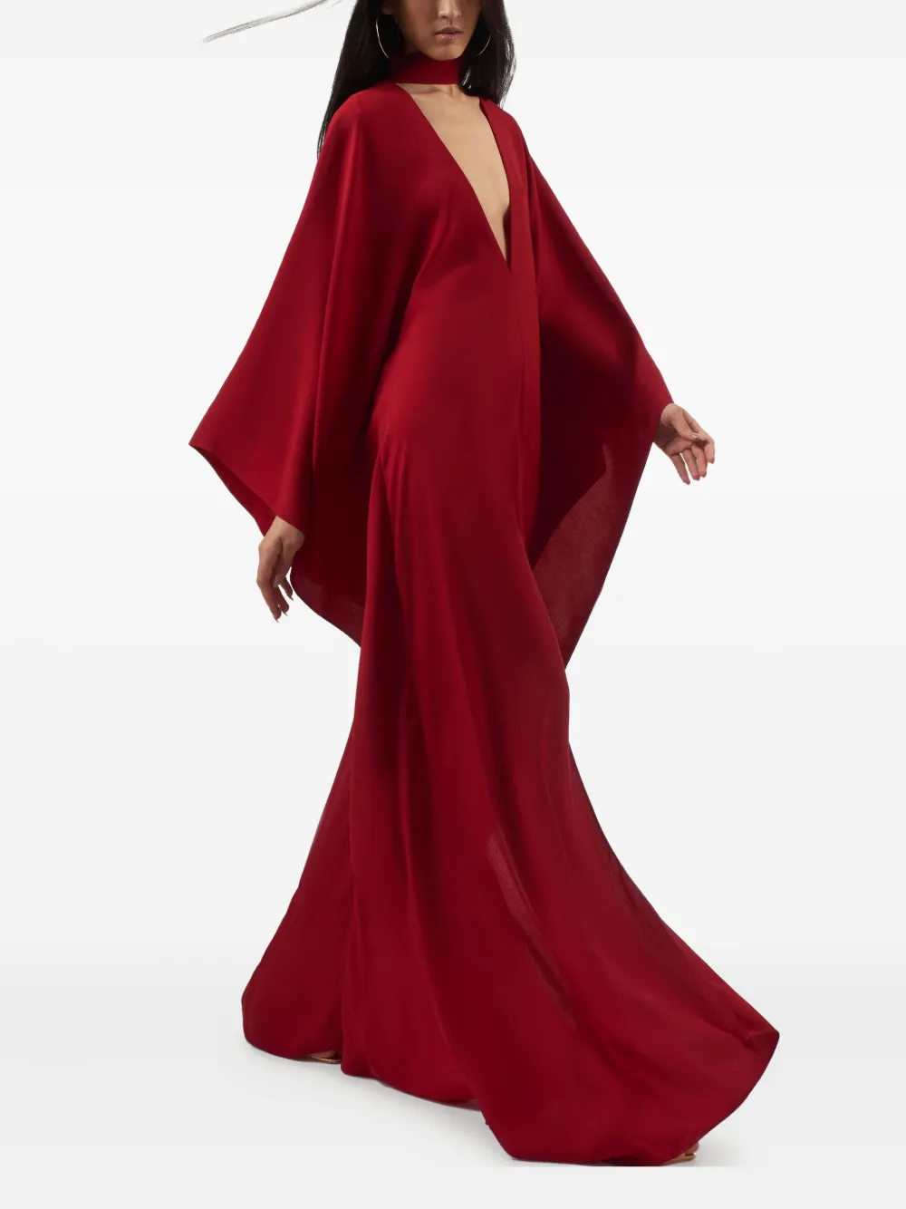Taller Marmo V-neck wide-sleeve kaftan Rood