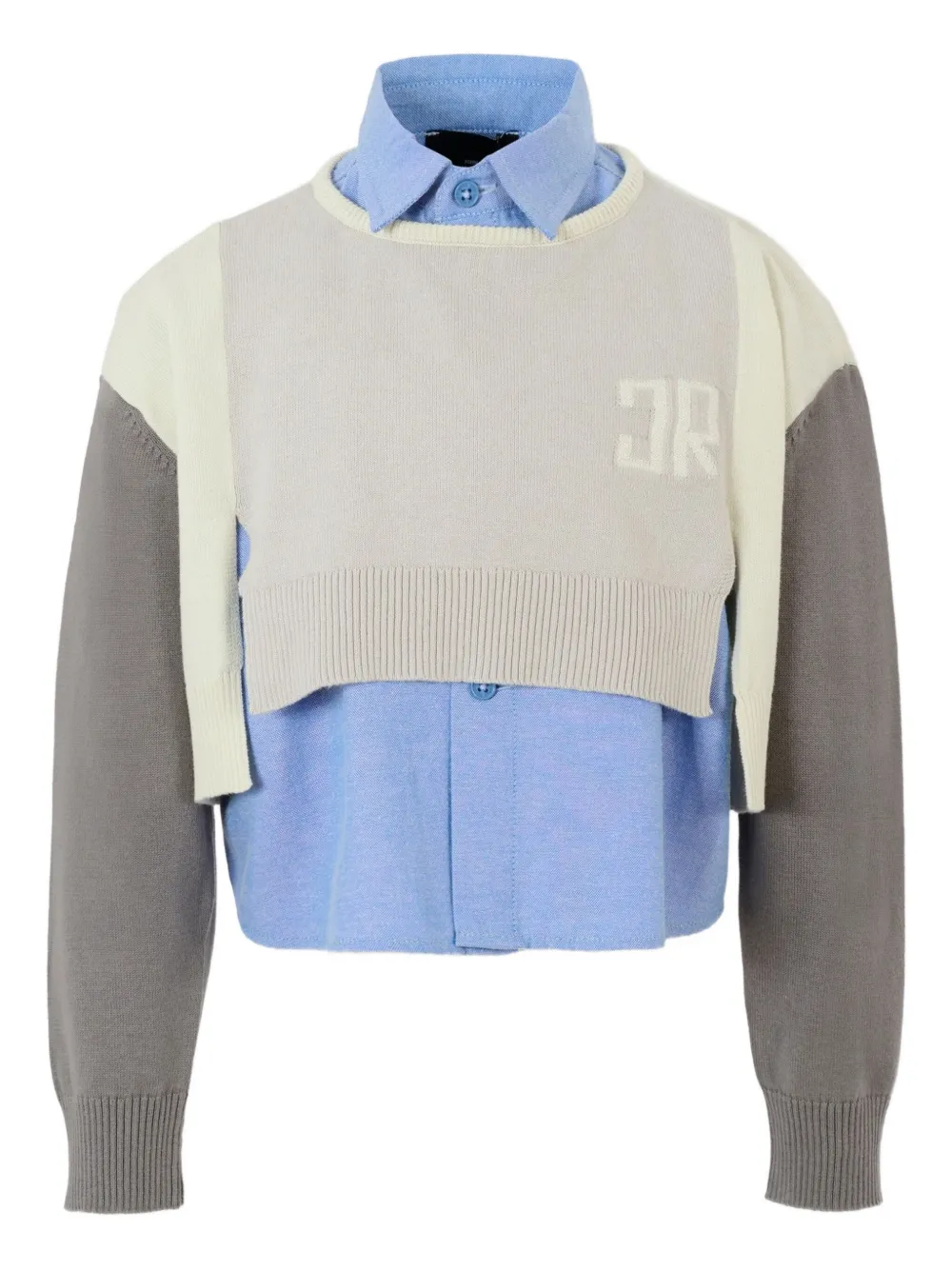 John Richmond Junior Trui met colourblocking en logo Blauw
