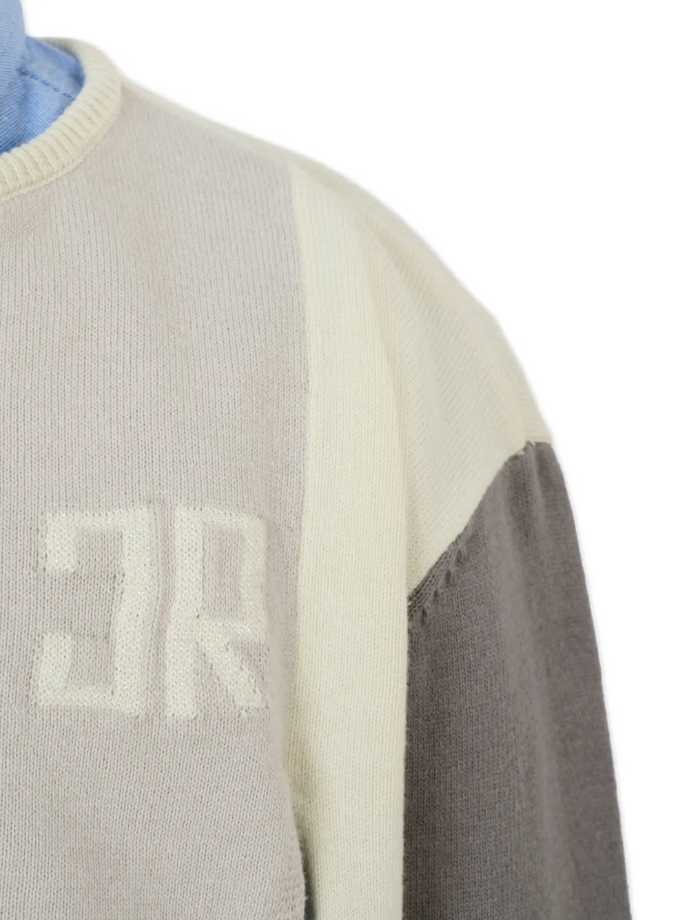 John Richmond Junior Trui met colourblocking en logo Blauw