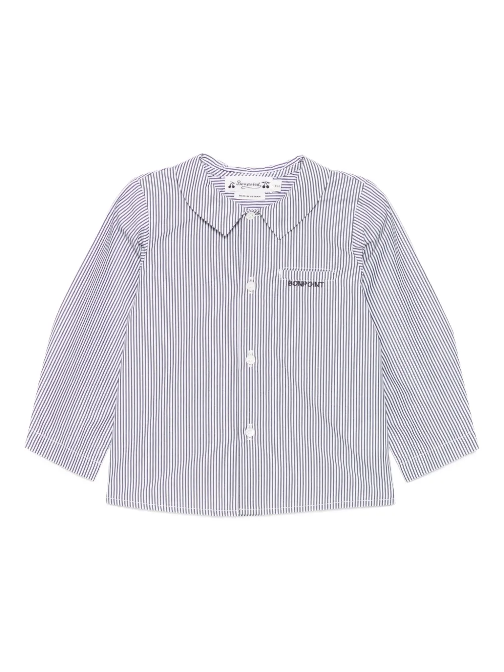 Bonpoint logo-embroidered striped shirt | White | Image 1