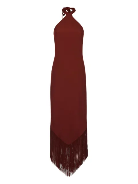 Taller Marmo halter-neck fringe dress