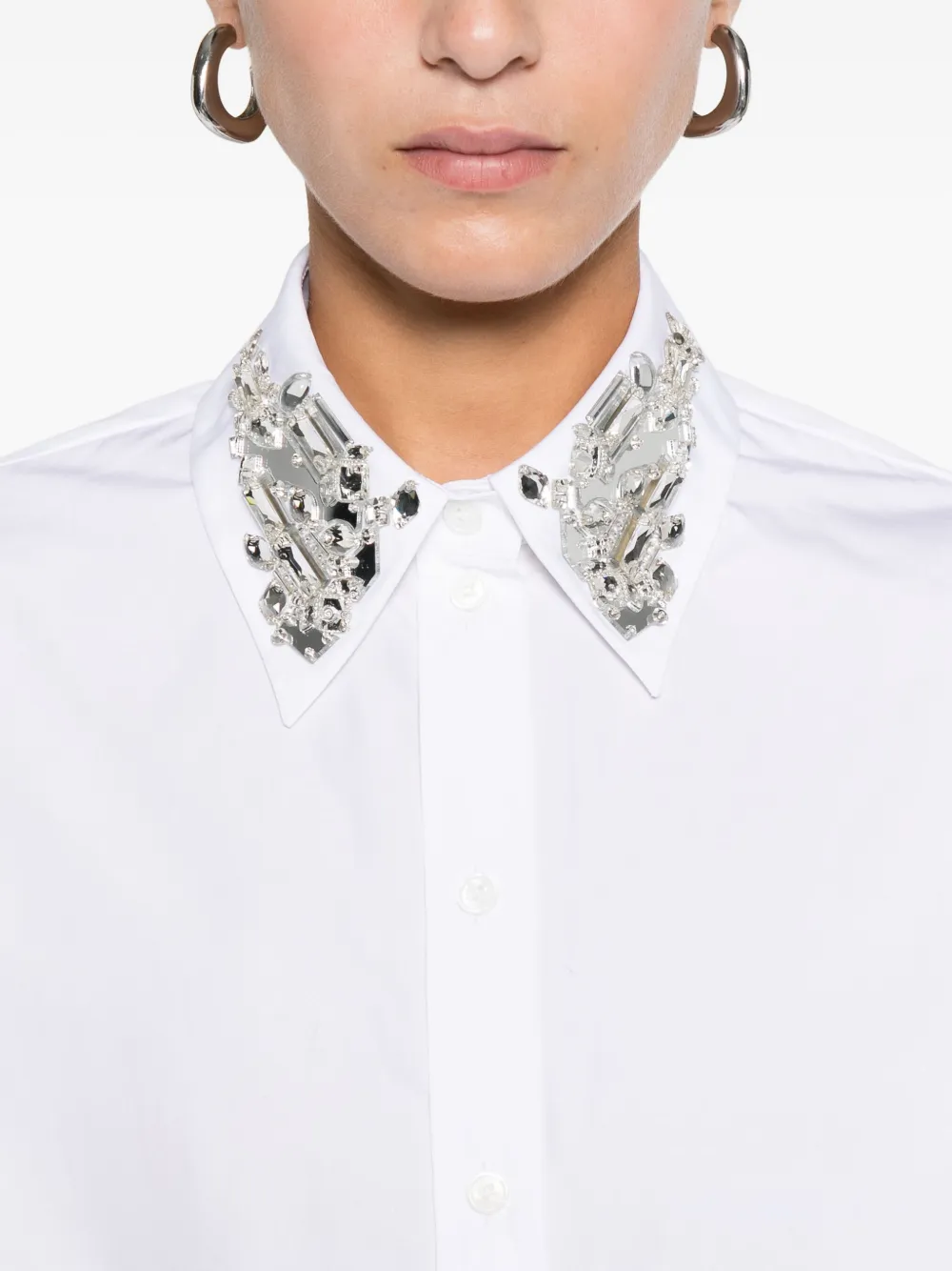 Alexander Mcqueen Embellished-collar Shirt In White