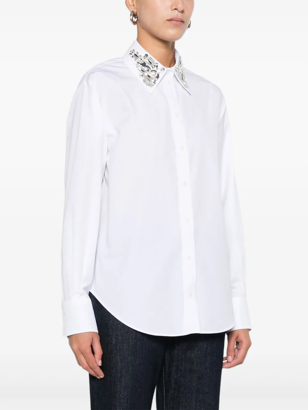 Alexander Mcqueen Embellished-collar Shirt In White