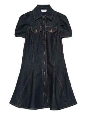 Chanel Pre-owned 1990 CC Logo-buttons Denim Dress - Blue