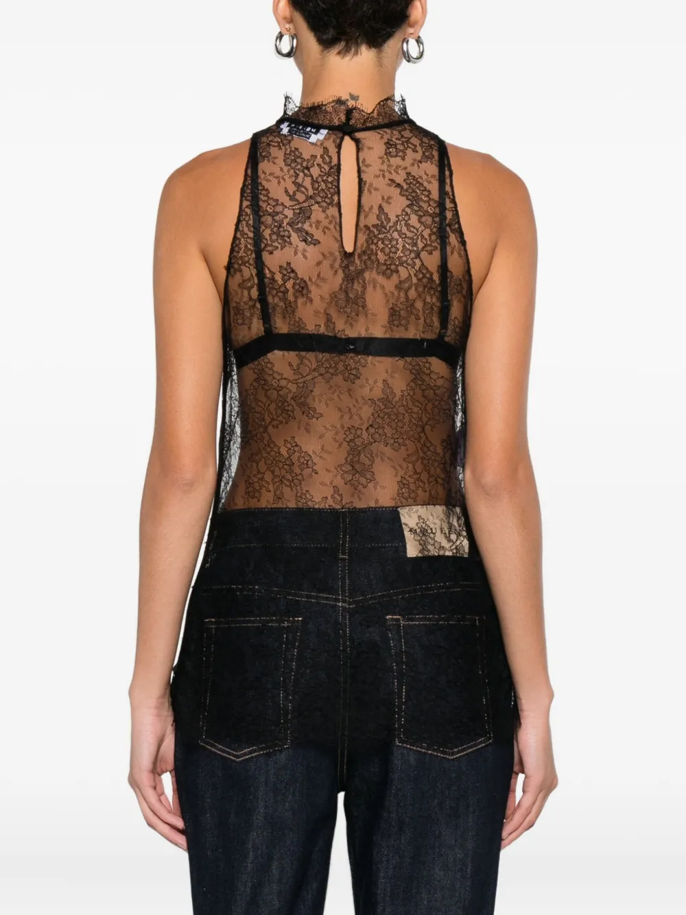Alexander Mcqueen Lace Halter-neck Top In Black
