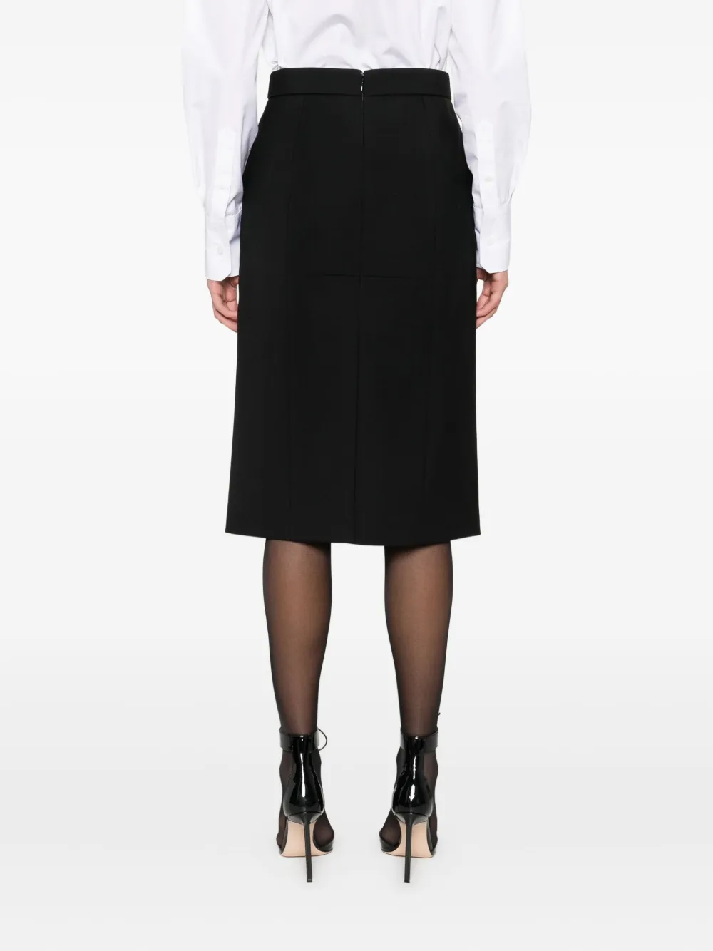 Alexander Mcqueen Mcqueen Dart Wool Stretch Gabardine Midi Skirt In Black