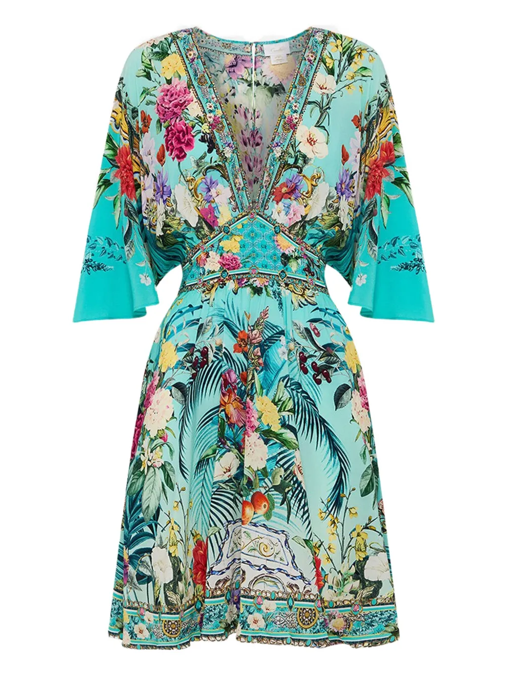 Gardens of Queluz floral-print V-neck dress