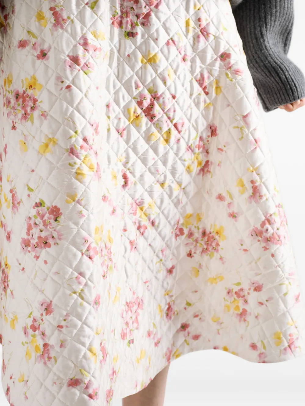 Prada Satijnen midi-rok met bloemenprint Wit