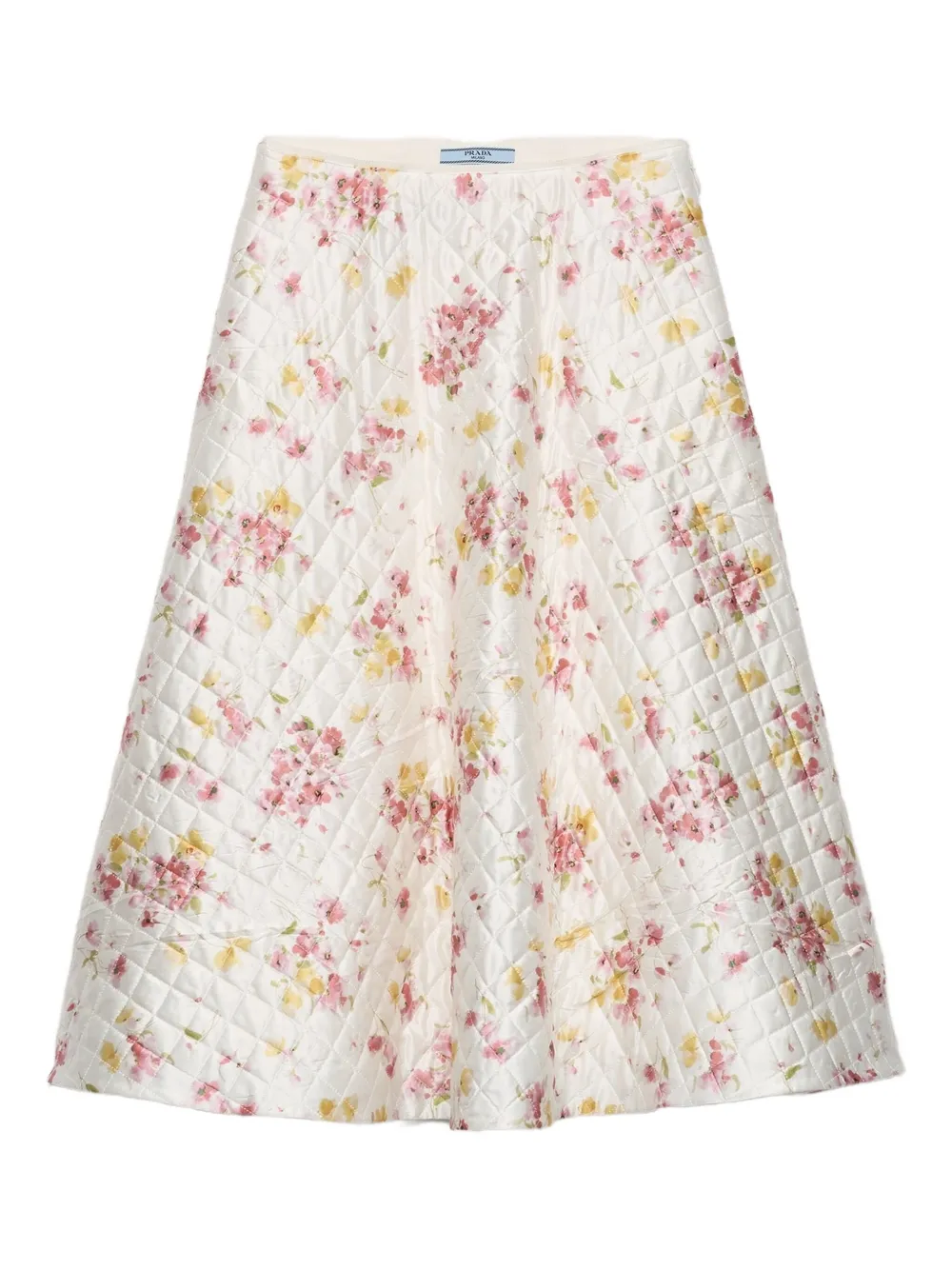 Prada Satijnen midi-rok met bloemenprint Wit