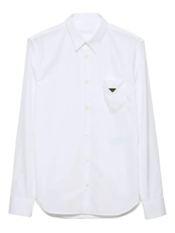 Prada Camisa De Algodão Com Bolso | Branco | FARFETCH BR