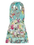 Camilla Gardens of Queluz halter-neck floral playsuit - Blue