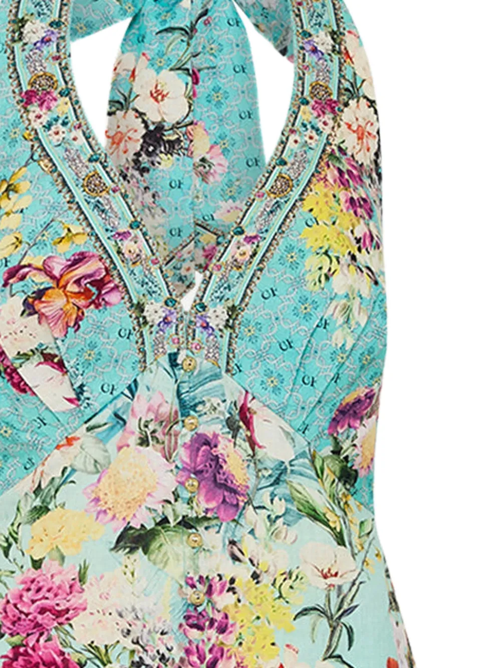 Camilla Gardens of Queluz halter-neck floral playsuit - Blauw