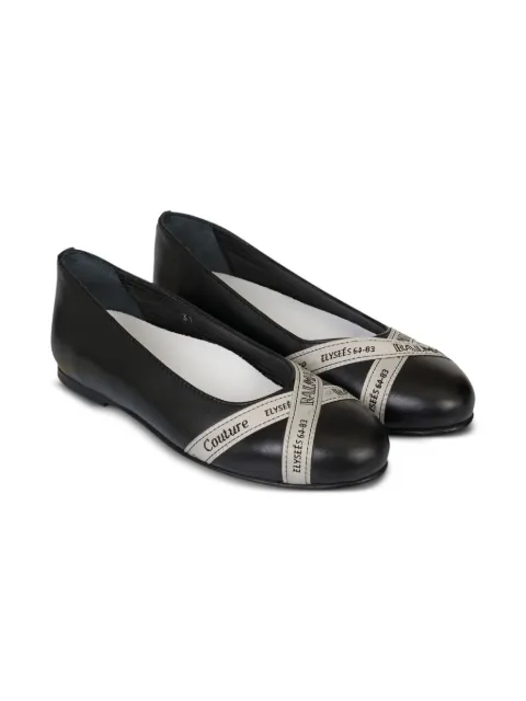 Balmain Kids logo cross-strap leather ballet flats
