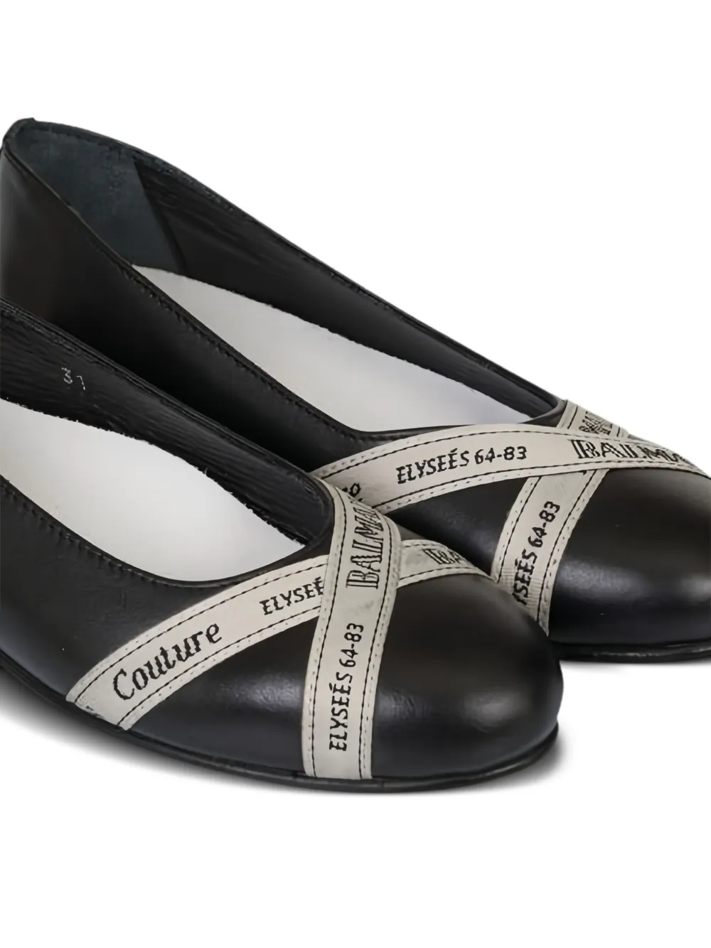 Balmain Kids logo cross-strap leather ballet flats | أحذية فتيات | Image 2