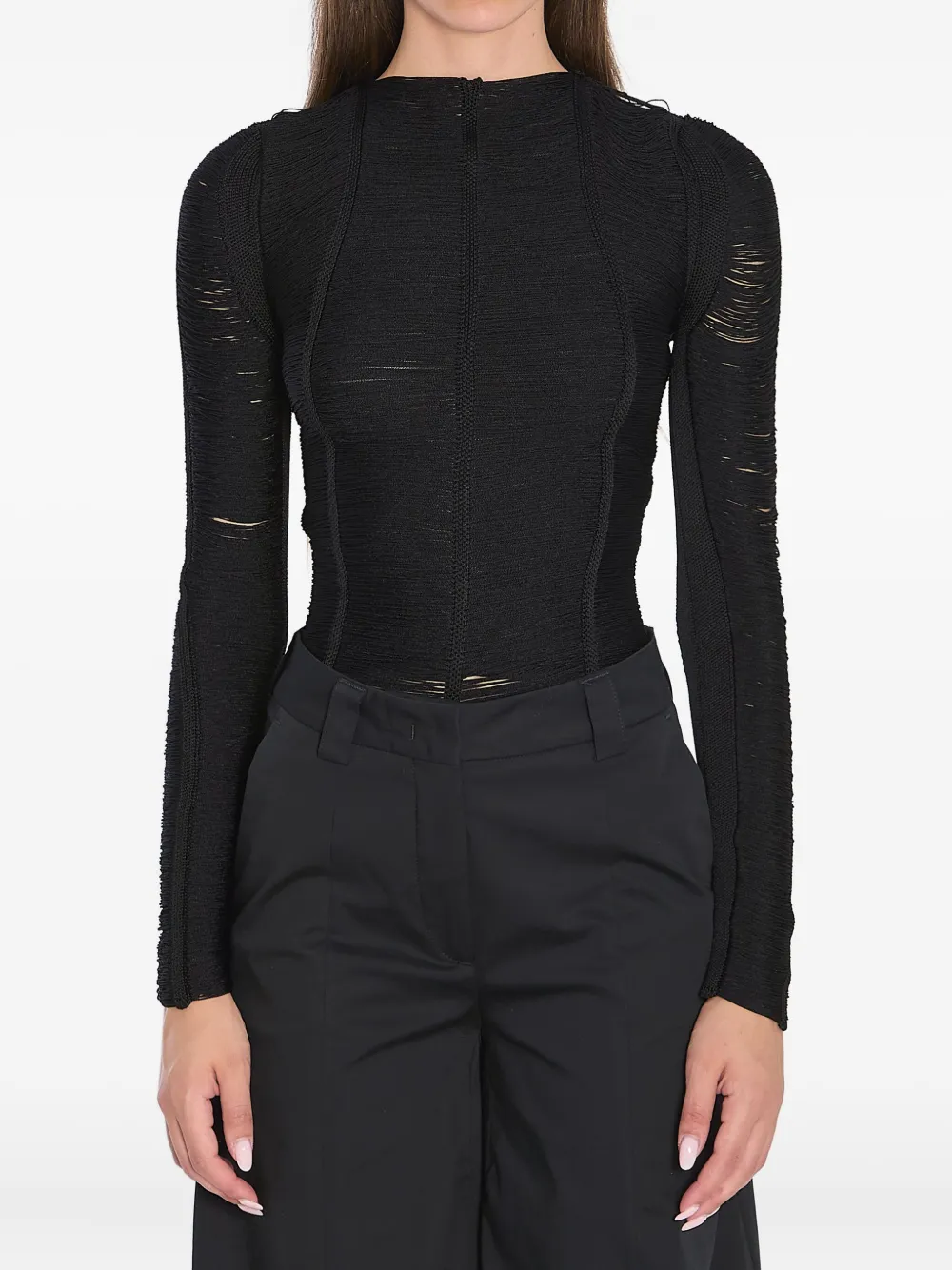 The Attico fringed top Zwart