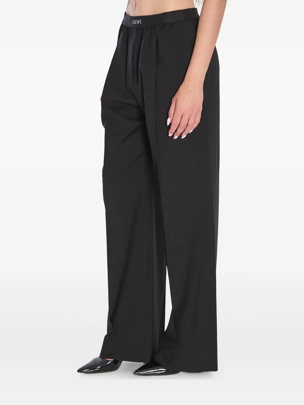 LOEWE elasticated-waistband pleated trousers Zwart
