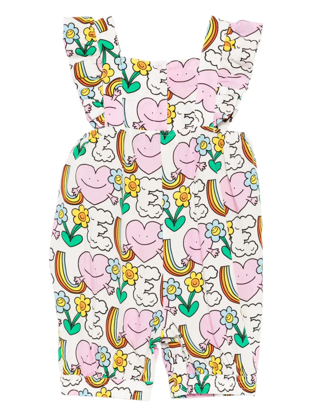 Stella McCartney Kids Earth Friends-print frilled-strap romper - Wit