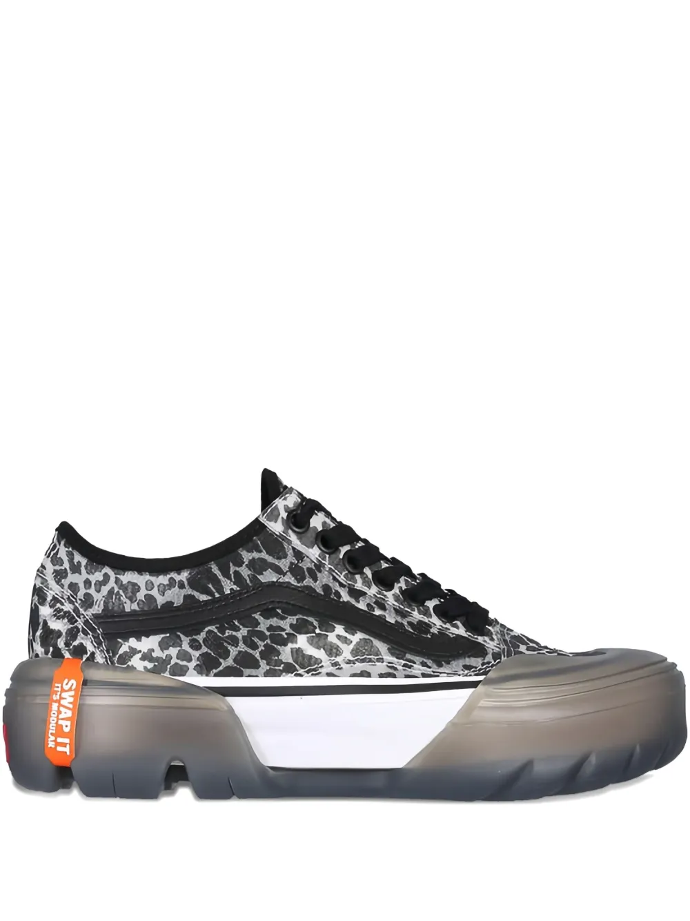 Vans Leopard Print Platform Trainers In Black