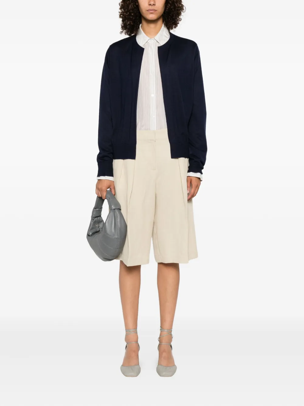 Frenckenberger Mini Open-front Cardigan In Blue