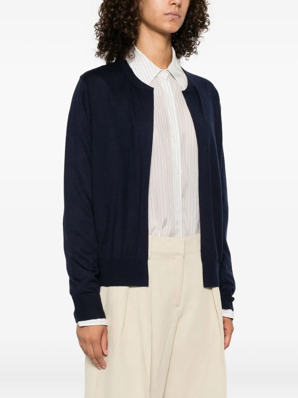 Frenckenberger Mini Open-front Cardigan In Blue
