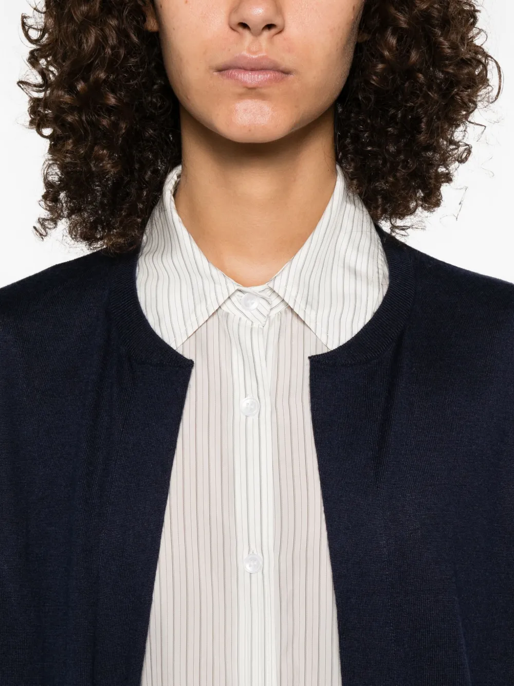 Frenckenberger Mini Open-front Cardigan In Blue