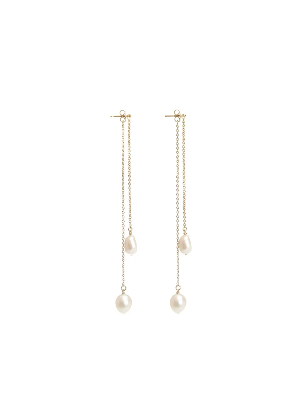 Golden Goose Oorbellen met parel en ketting - Goud