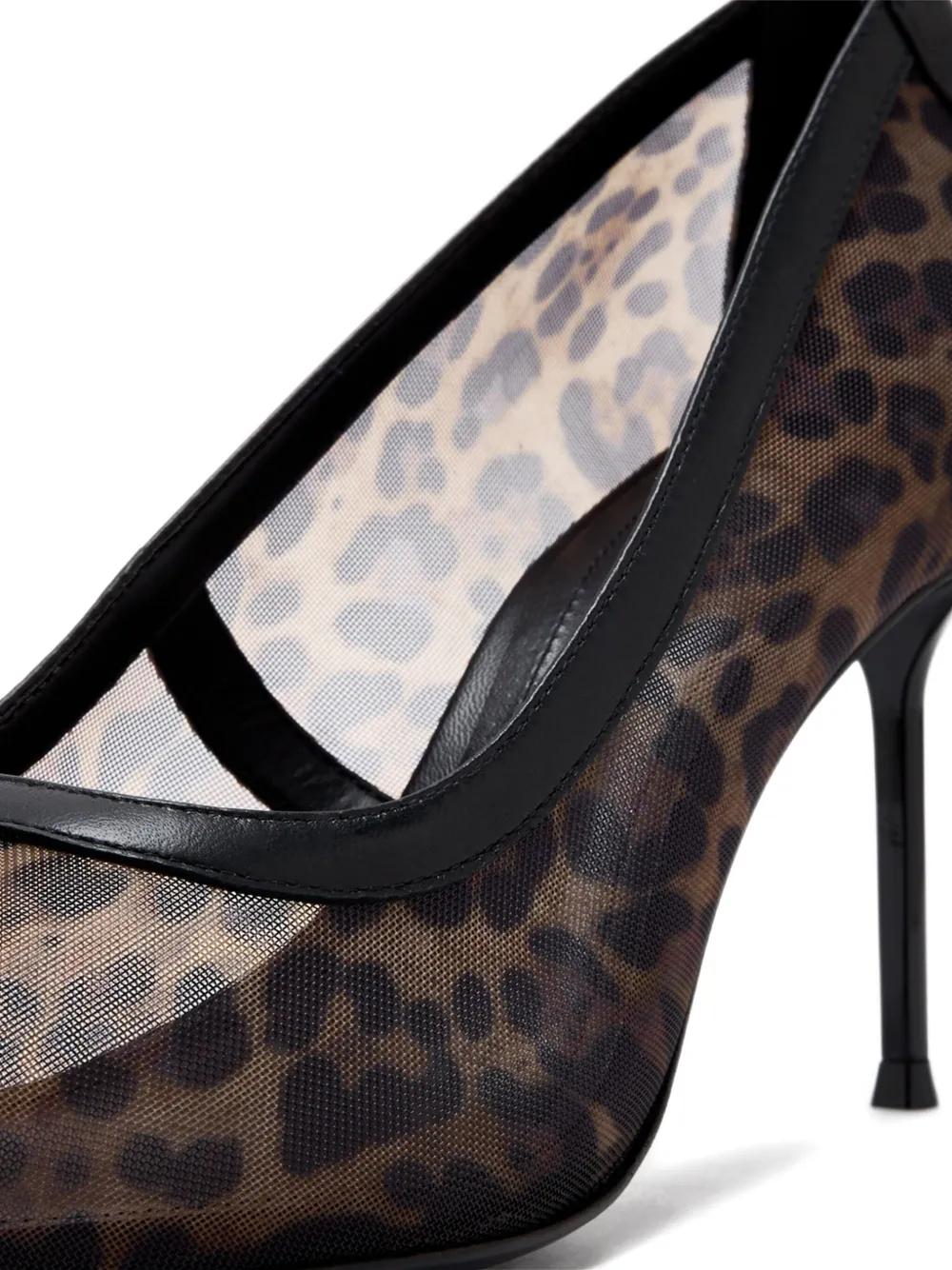 Schutz 100mm leopard-print mesh pumps Black