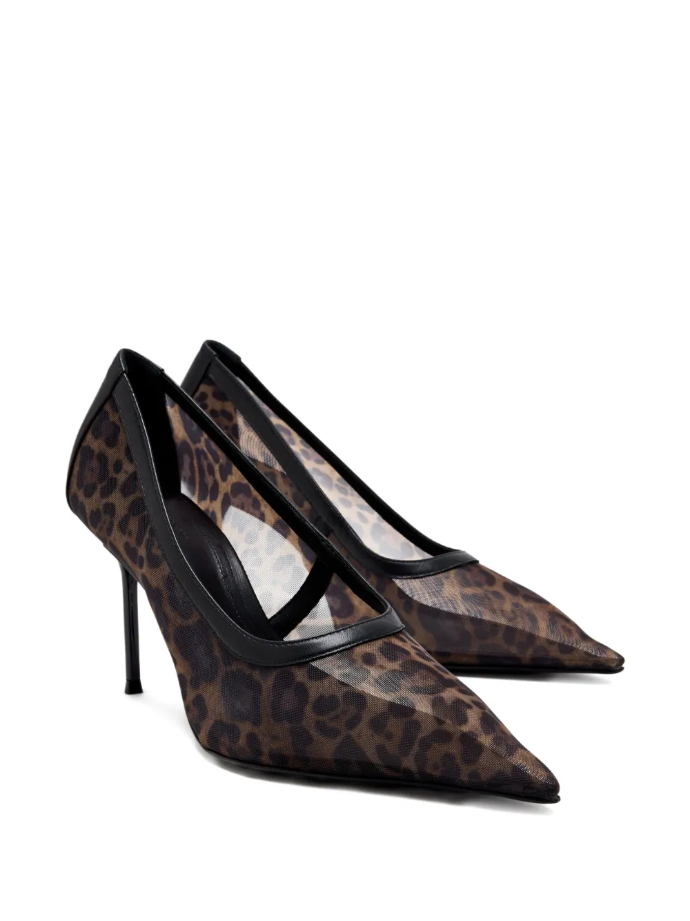 Schutz 100mm leopard-print mesh pumps Black