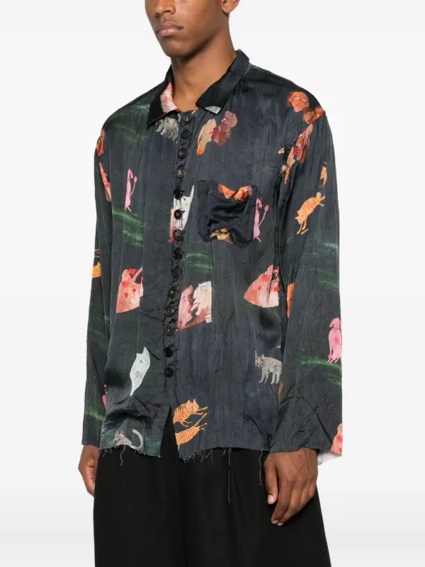 ARCHIVIO J.M. Ribot animal-print button-down Shirt | Black ARCHIVIO J.M. Ribot animal-print button-down Shirt | Black