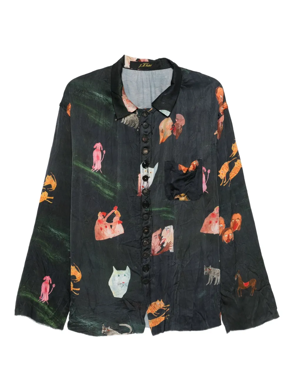 ARCHIVIO  J.M. Ribot animal-print button-down shirt | Black | Image 1
