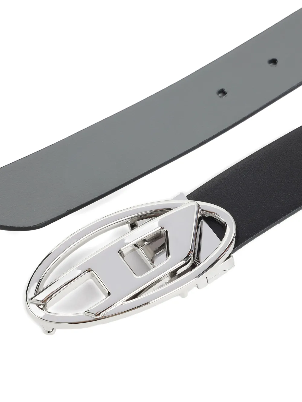 Diesel Leren riem met logoplakkaat Zwart