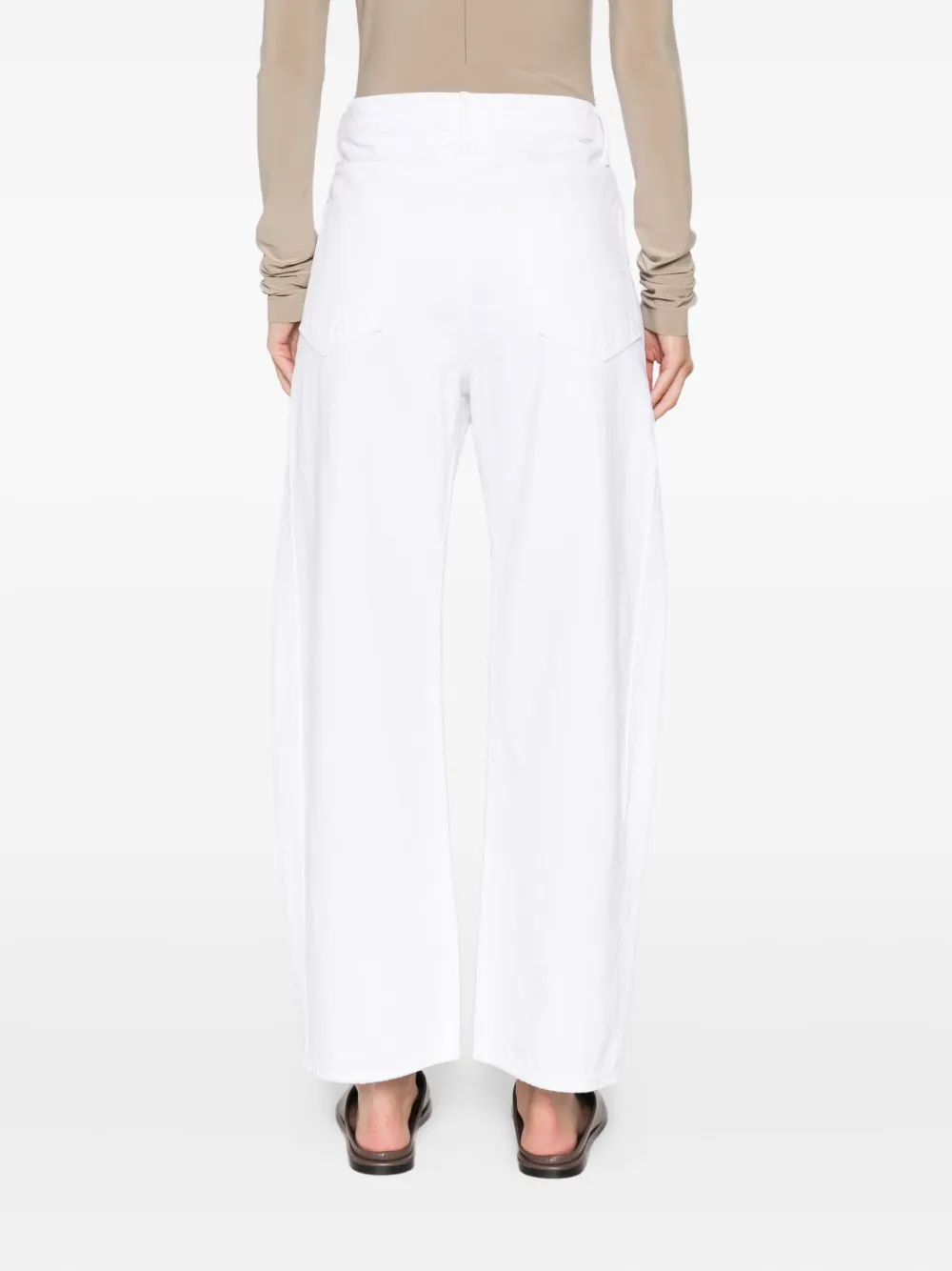 Mother The Full-pipe Ankle Jeans In White