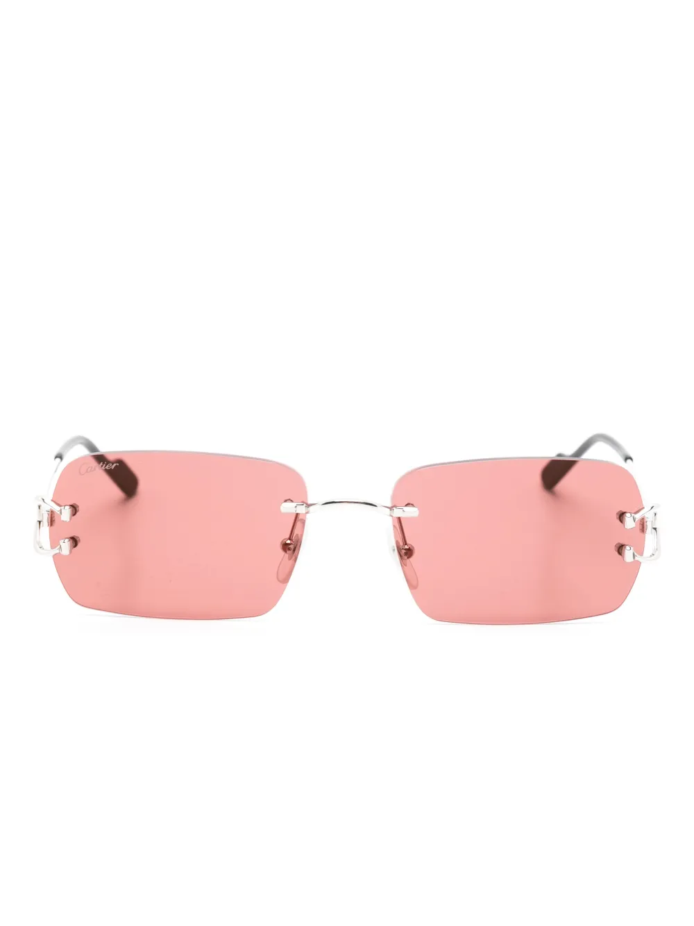 Cartier Eyewear C-förmige Sonnenbrille mit eckigem Gestell - Silber