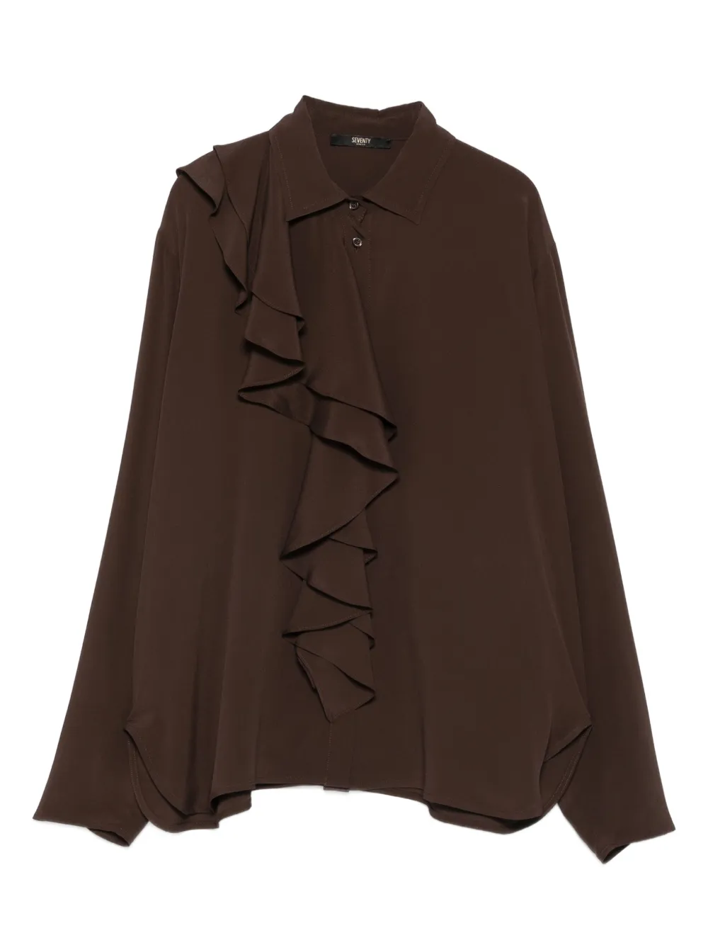 Seventy ruffled-detail top - Marrone