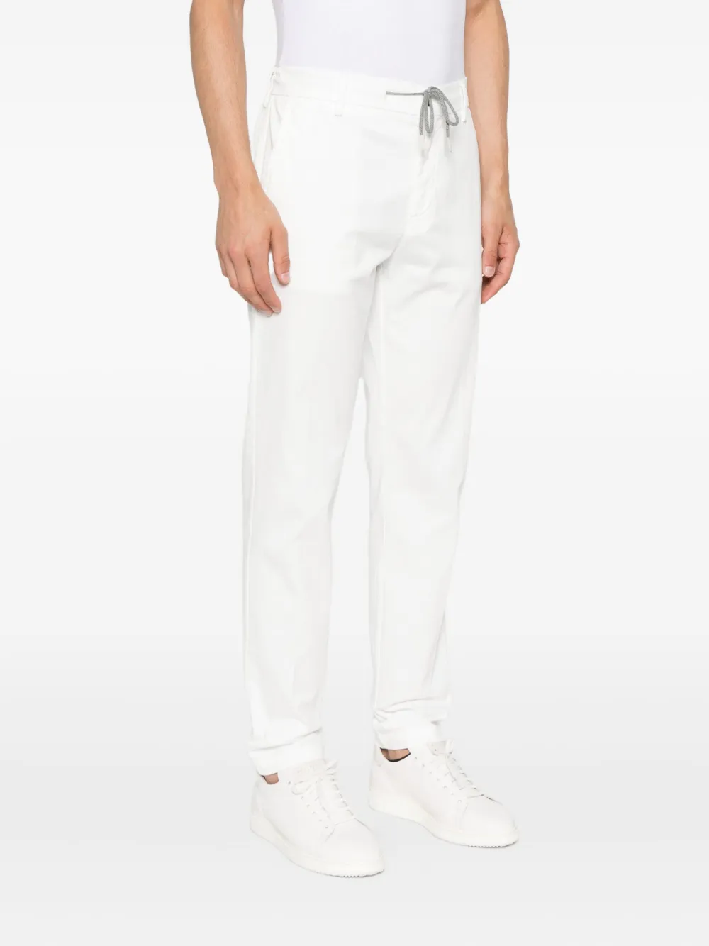 Eleventy Straight broek met trekkoord van katoenblend Wit