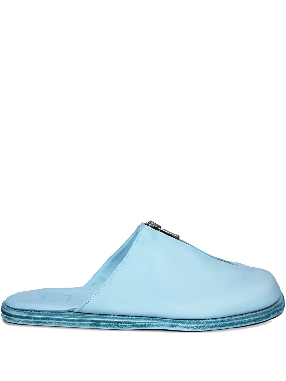 Guidi zip-detail leather mules Blue