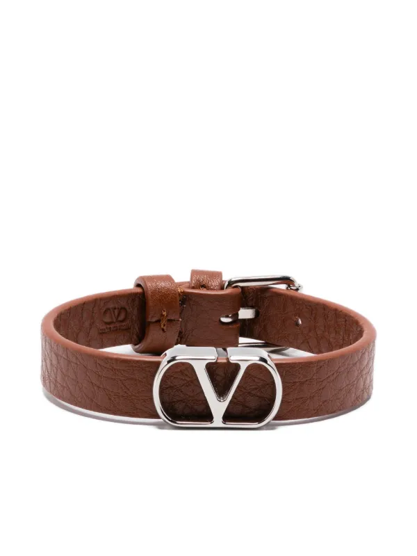 Valentino Garavani Vロゴ レザーブレスレット | ブラウン | FARFETCH JP