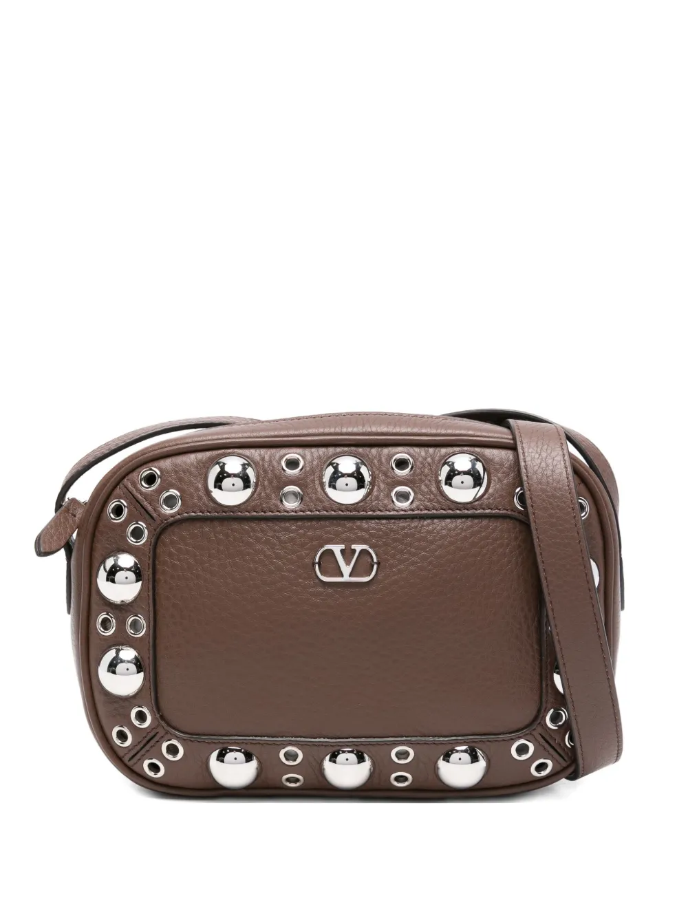 Valentino Garavani studded leather messenger bag Bruin