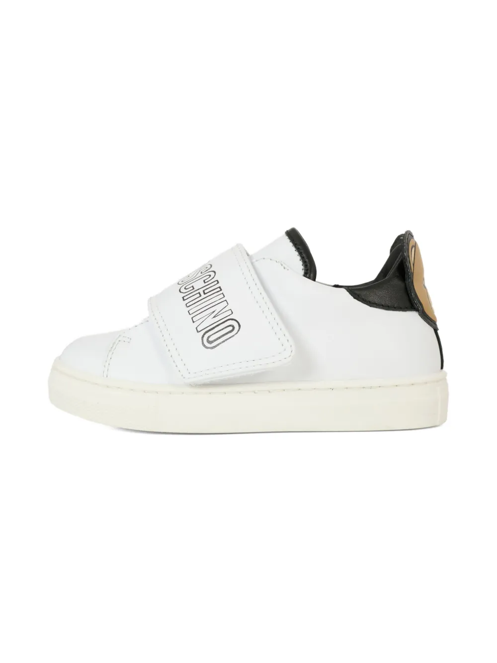 Moschino Kids logo-strap teddy-bear sneakers White