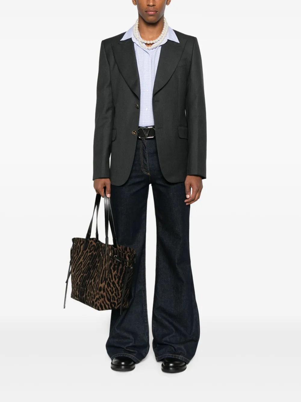 Valentino Garavani Blazer met enkele rij knopen Grijs